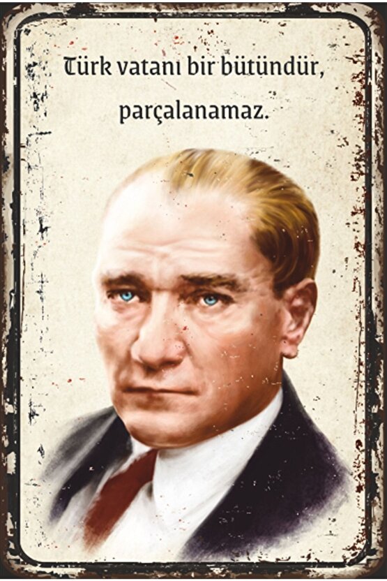 Mustafa Kemal Atatürk Sözleri Retro Ahşap Poster