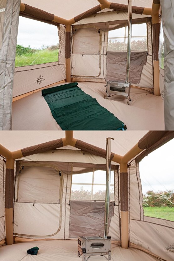 Campfit 5 Mevsim Şişme Çadır Kolay Kurulum Soba Kurulabilen Kamp Çadırı Şişme Çadır