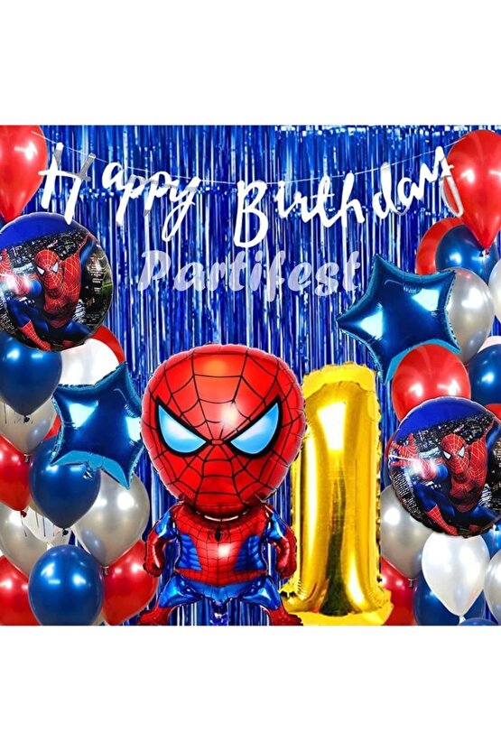 Spiderman Örümcek Adam Balon Set Balon Folyo Set Spiderman Konsept Doğum Günü Set 1 Yaş Balon