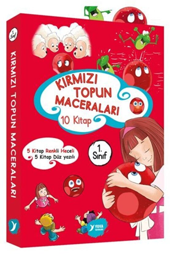 Yuva 1. Sınıf Kırmızı Topun Maceraları Renkli Heceli 10 Kitap (Düz Yazı)