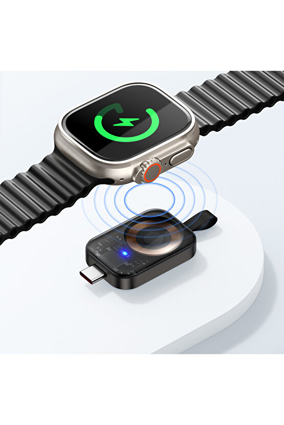 CH-2062 Apple Watch İçin Type-C Girişli Manyetik Kablosuz Şarj Aleti - Siyah