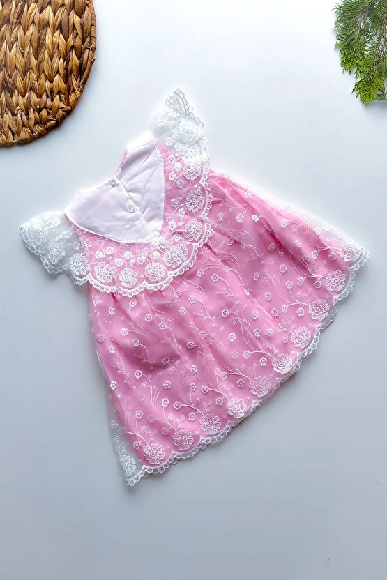 Yazlık Elbise Kısa Kollu Tüllü Tütü Astarlı Kız Çocuk Elbise Bebek Giyim Kız bebek elbise