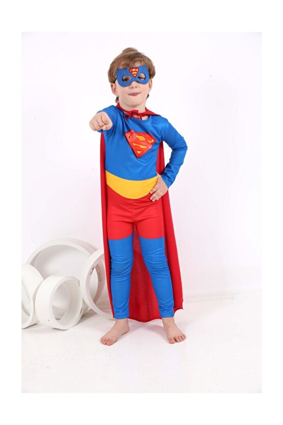 Erkek Çocuk Mavi-Kırmızı  Süperman Kostüm