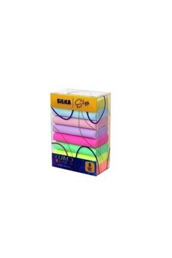 Curved Rainbow Pastel Silgi 8li Sınav Silgisi Renkli