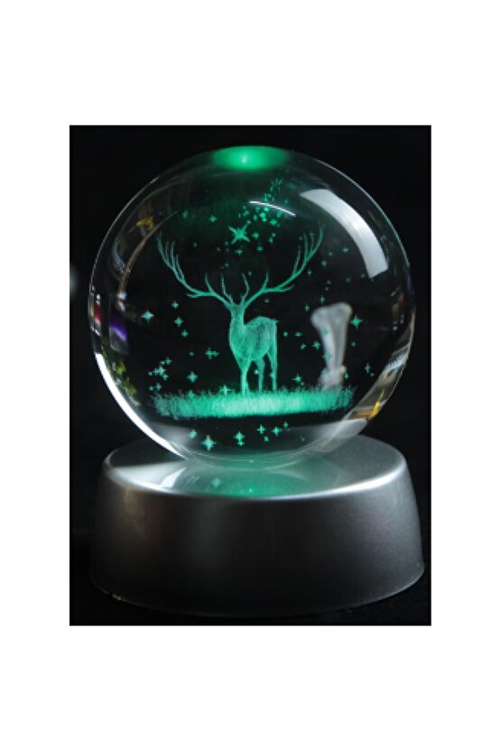 Geyik Plastik Altlıklı Işıklı Cam Küre 6cm