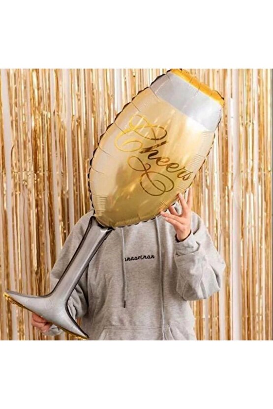 Dev Boy Bride To Be Bekarlığa Veda Gold Cheers Şampanya Kadehi Folyo Parti Balonu 37x92 Cm 1 Adet