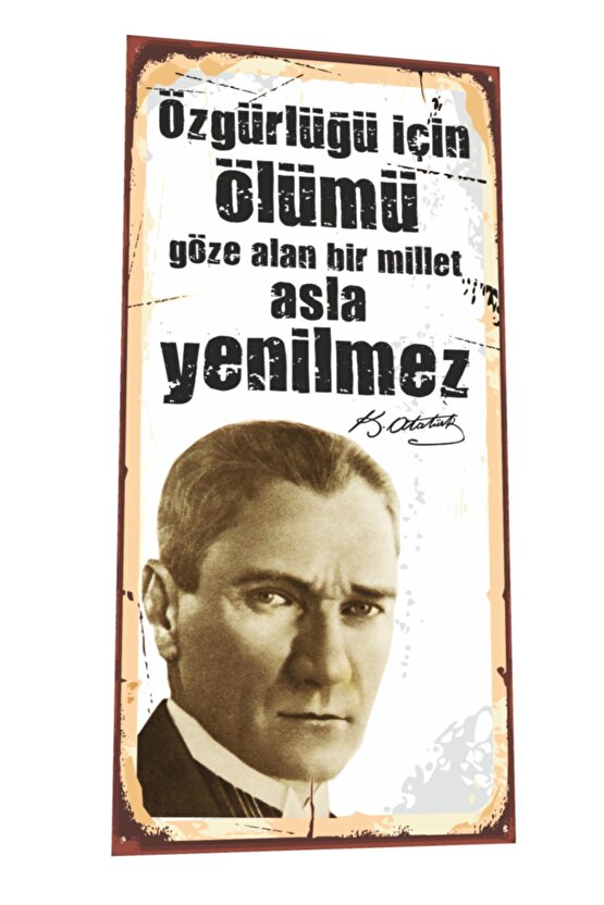 Mustafa Kemal Atatürk Sözleri Mini Retro Ahşap Poster-4