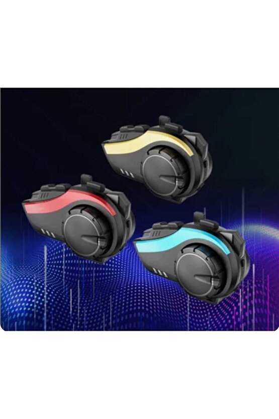 6 Sürücü Bluetooth 5.0 Motosiklet Kask Interkom 3 Renk Su Geçirmez Interkom Kulaklık Fm Radyo