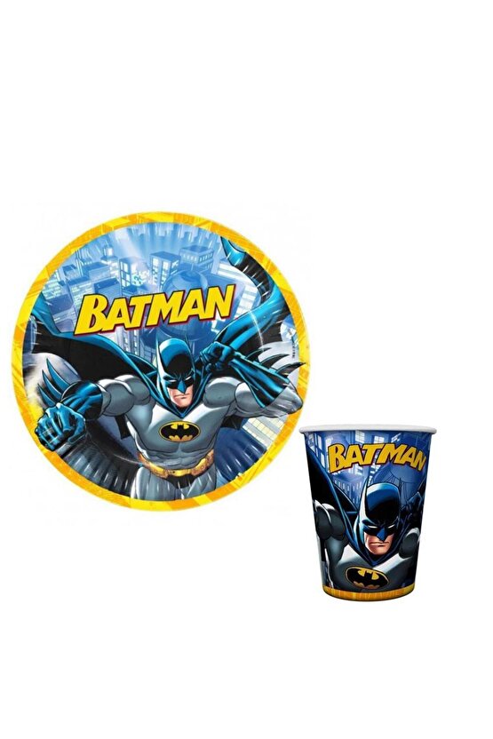 Batman Kağıt Tabak Bardak Set 8 Adet Batman Konsept Doğum Günü Parti Malzemeleri