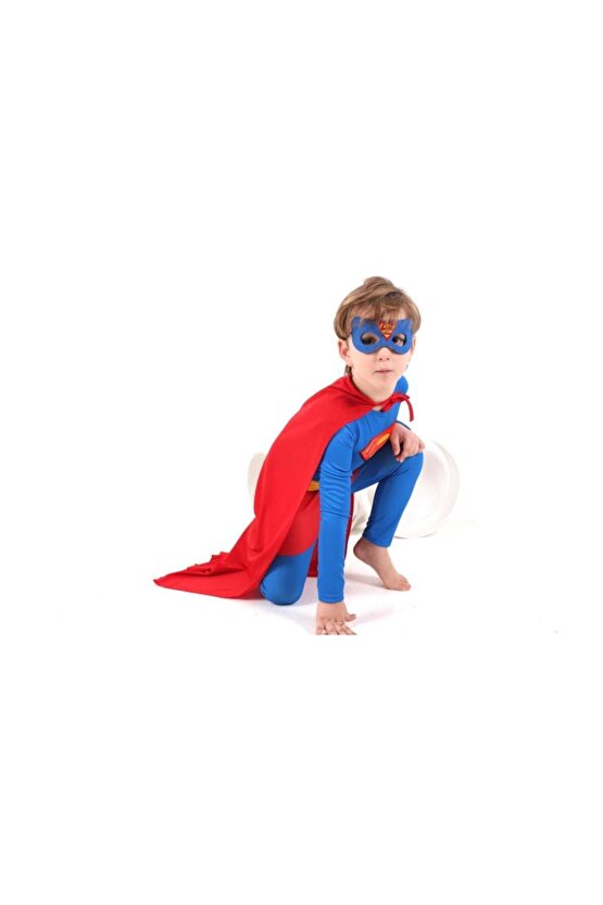 Erkek Çocuk Pelerinli Süpermen Kostümü