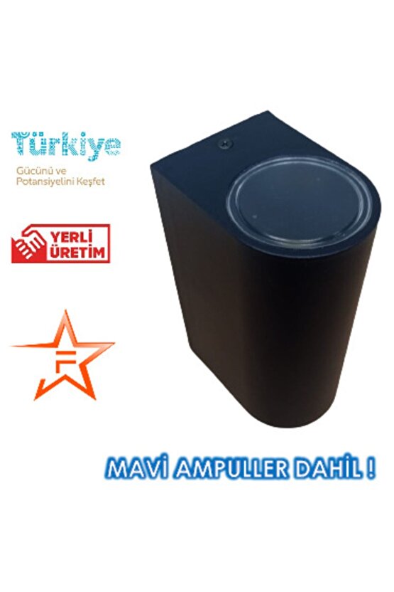 Full Reyon Siyah Kasa 14 Watt Mavi Işık Çift Yönlü Dekoratif Duvar Aplik