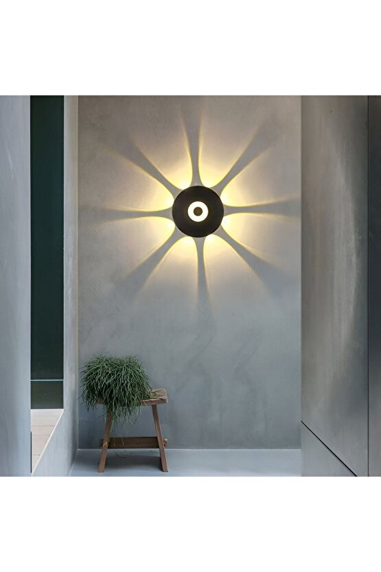 7 Watt Gün Işığı Ledli Yaprak Işık Desenli Dekoratif İç ve Dış Mekan Aplik, Modern Tasarım Armatür