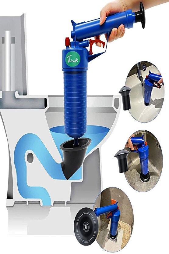 Lavabo Açıcı Pompa Tuvalet Banyo Klozet Yüksek Basınçlı Hava Püskürtücü Temizleyici Piston
