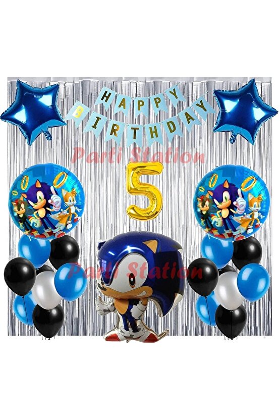 Tilki Sonic Boom Konsept 5 Yaş Balon Set Sonic Boom Tema Doğum Günü Arka Fon Süsleme Balon Set