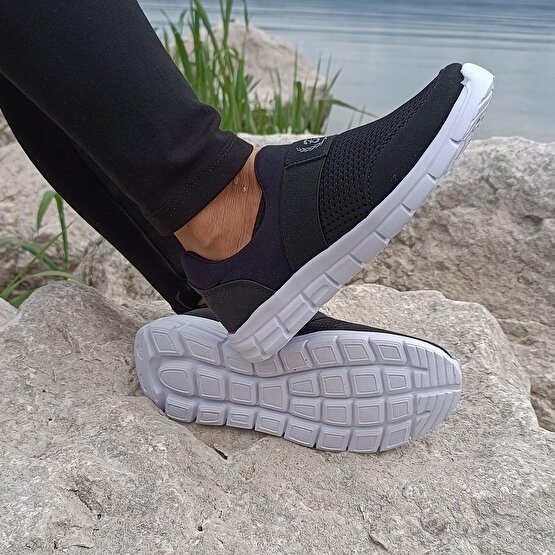 Black Sea Siyah-beyaz Bağacaksız Hafif Fuspetli Ortapedik Spor Ayakkabı