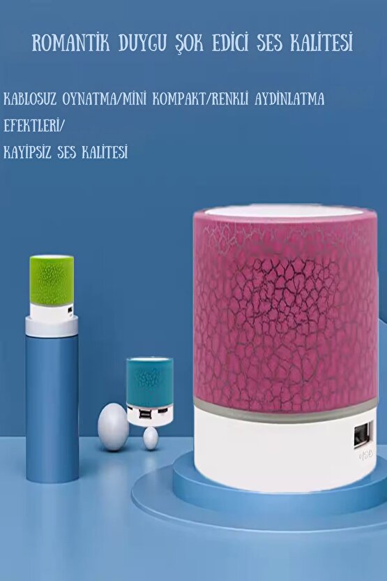 Mini Taşınabilir Mikrofonlu Bluetooth Hoparlör RGB LED Işık Parti Hoparlörü Ses Bombası