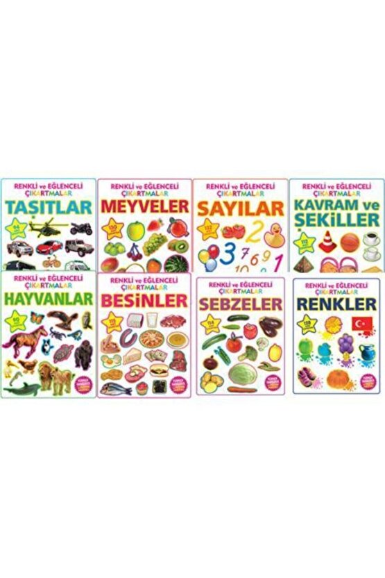 Renkli Ve Eğlenceli Çıkartmalar - 8li Kitap Takım