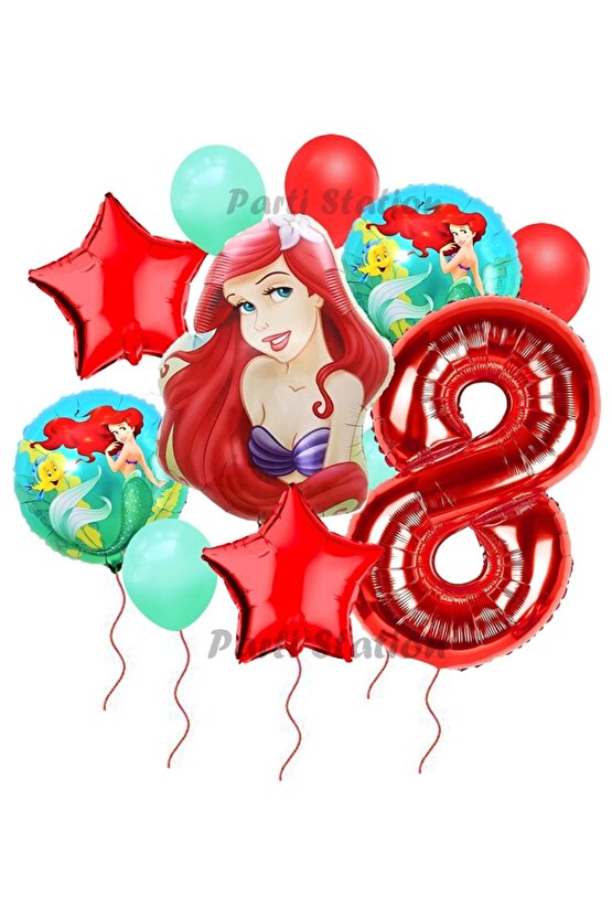 Disney Prensesi Deniz Kızı Prenses Ariel Konsept 8 Yaş Doğum Günü Balon Set Aquaman Ariel Balon Set