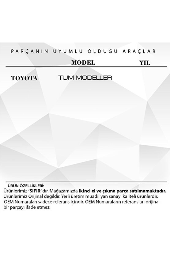 Toyota Için Kontak Şaft Kilit Silindir Mili