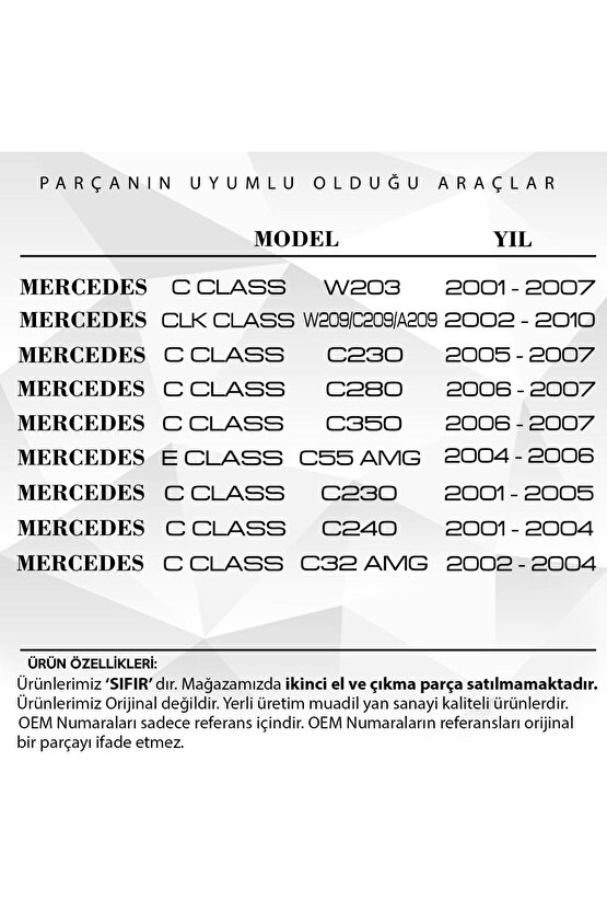 Mercedes W203,c230,c280,c350,w209 Için Cam Düğmesi Tamir Kapağı 3lü Set