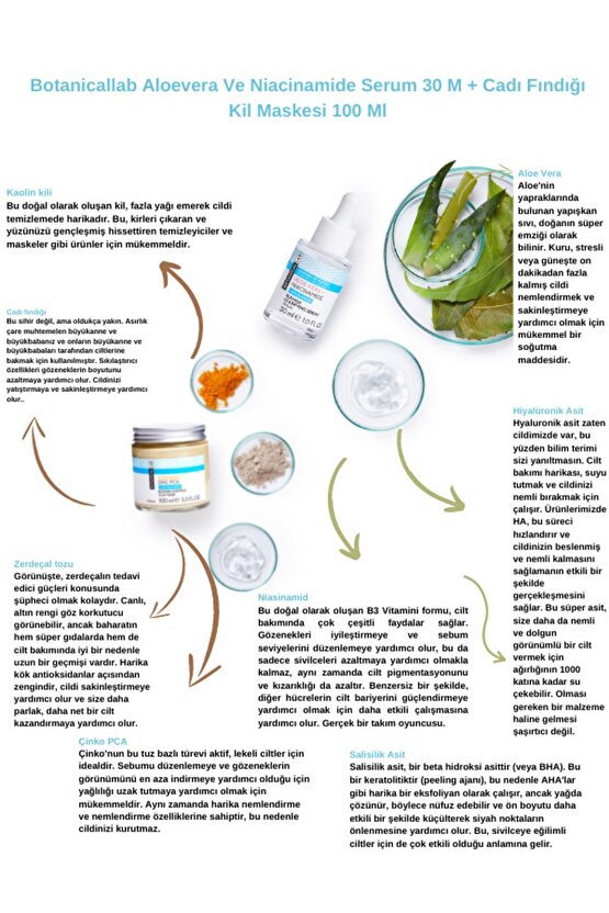 Aloevera Ve Niacinamide Serum 30 Ml + Zerdeçal Kil Maskesi 100 Ml