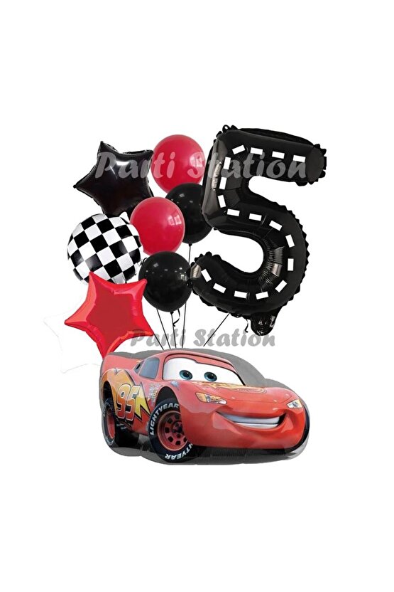 Cars Şimşek Mcqueen Yarış Arabası Konsept 5 Yaş Balon Set Cars Arabalar Doğum Günü Balon Set