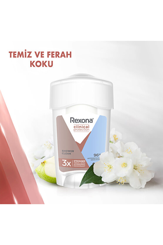 Clinical Protection Kadın Stick Deodorant Shower Clean 96 Saate Kadar Koruma 45 ml X2 Adet