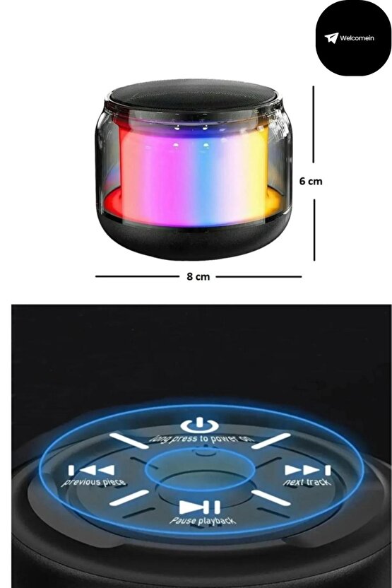 Şeffaf Camlı Renkli Taşınabilir Bluetooth Hoparlör Ses Bombası Mini Speakers AUX Giriş FM Radyolu