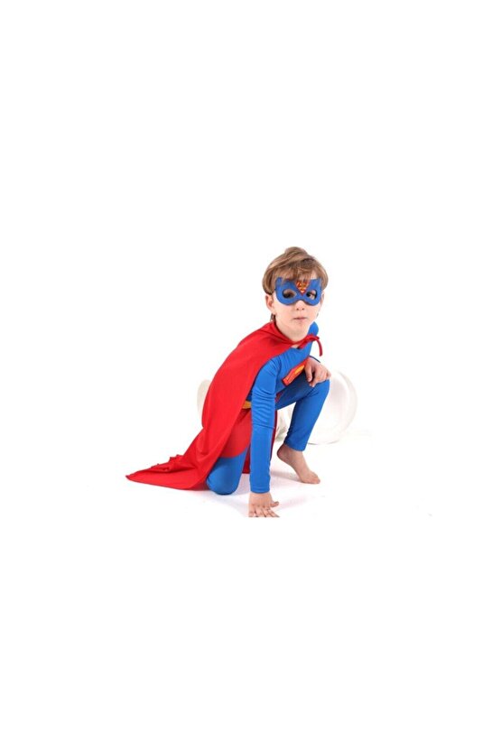 Unisex Çocuk Kırmızı Süperman Kostüm