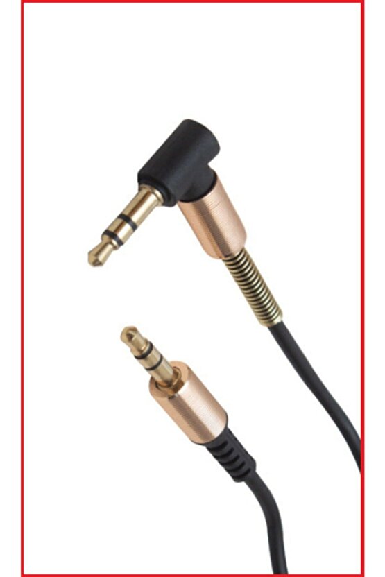 L Tip 3.5mm Aux Kablosu 3.5 Mm Altın Uçlu Jack 1mt - 3.5mm