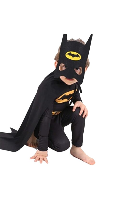 Batman Yarasa Adam Erkek Çocuk Batman Kostümü Pelerinli Maskeli.