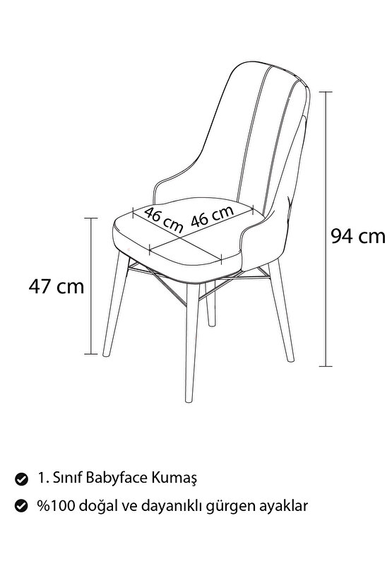 Alvin Baby Face Mutfak Ve Yemek Odası Sandalyesi (KAHVERENGİ GÜRGEN AYAKLI)