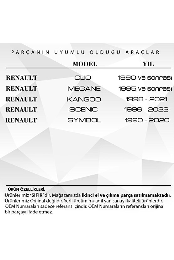 Renault Clio, Megane, Kangoo, Scenic, Symbol Için  Uyumlu   Motor Yağ Çubuğu