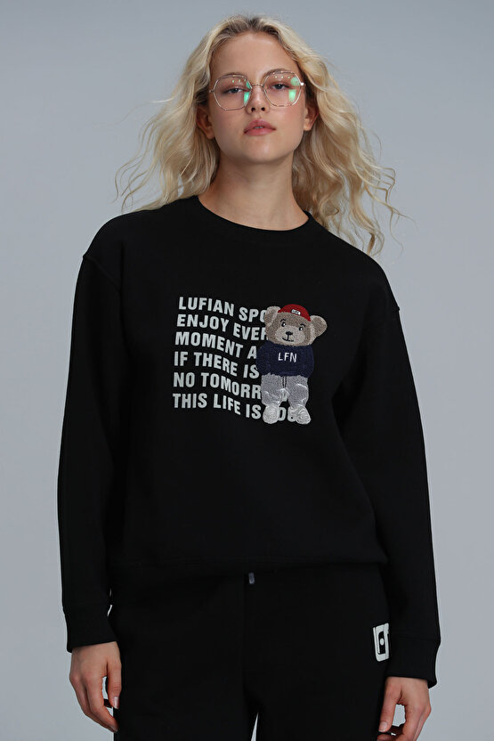 Vera Kadin Örme Sweatshirt Siyah