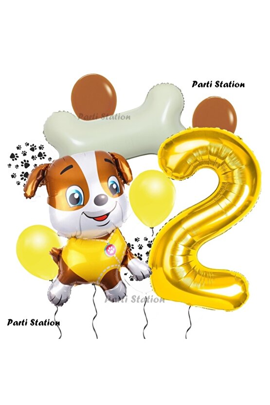 Paw Patrol İş Araçları İnşaat İşçisi Köpek Rubble 2 Yaş Balon Set Pav Petrol Konsept Doğum Günü Set