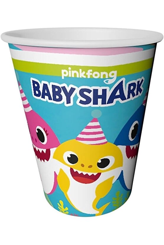 Baby Shark Kağıt Bardak 8 Adet Baby Shark Konsept Doğum Günü Parti Malzemeleri