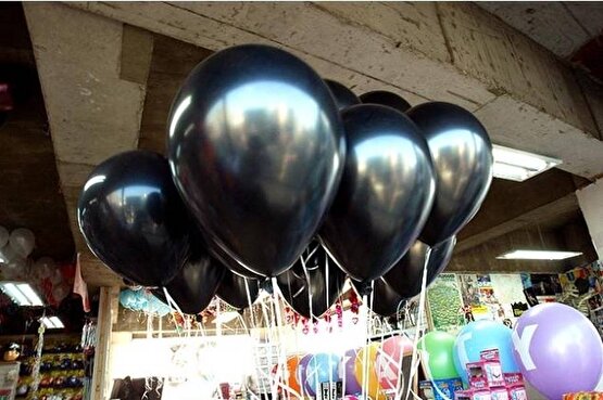 SİYAH METALİK LATEX BALON 10 ADET