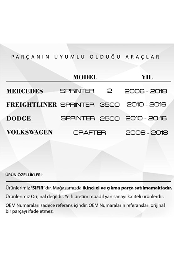 Vw Crafter Ve Mercedes Sprinter Için Ön Cam Su Fıskiye Memesi