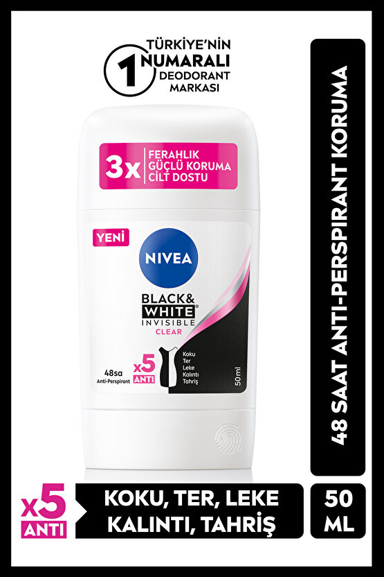 Kadın Stick Deodorant Black&white Invisible Clear 50ml