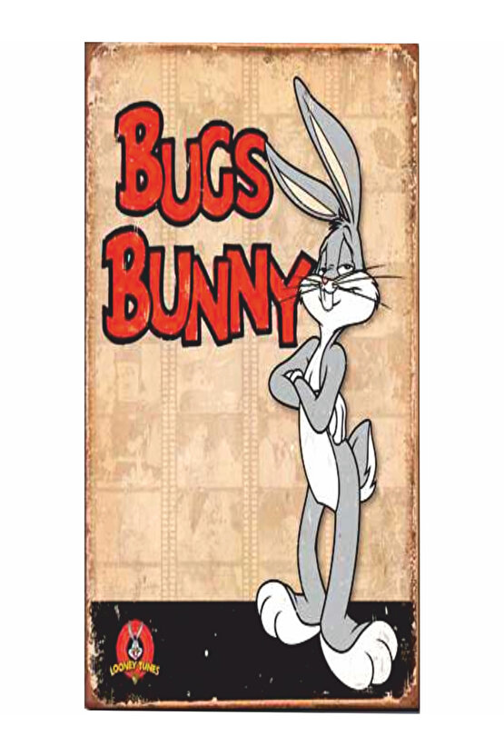 bugs bunny çizgi film çocuk odası mini retro ahşap poster