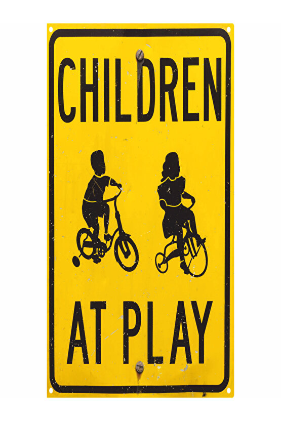 kız çocuk erkek çocuk bisiklet ve oyun temalı mini retro ahşap poster