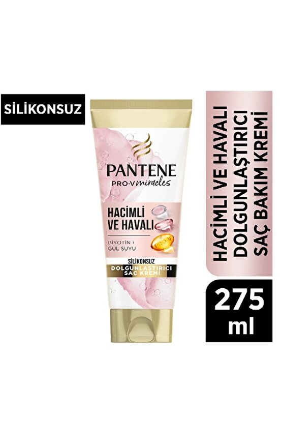  Silikonsuz Hacim Veren Dolgunlaştırıcı Saç Bakım Kremi, Biotin ve Gül Suyu, 275ml