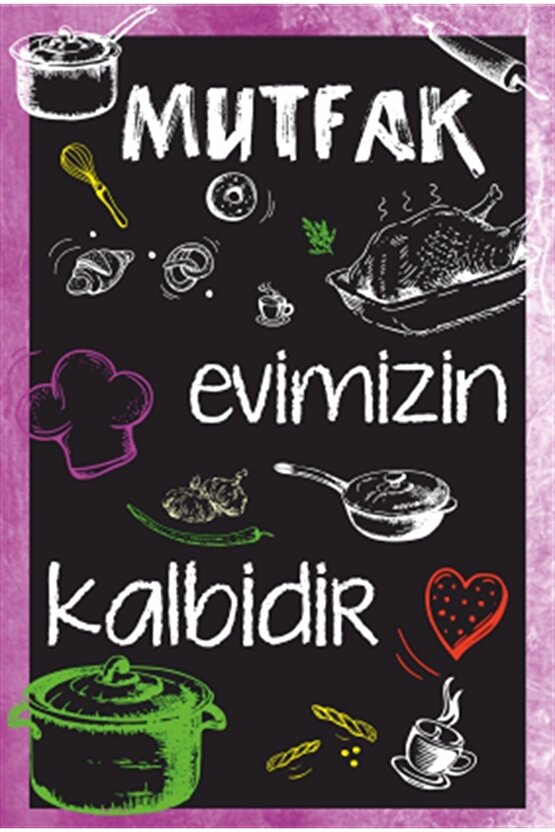 Mutfak Evimizin Kalbidir Retro Ahşap Poster