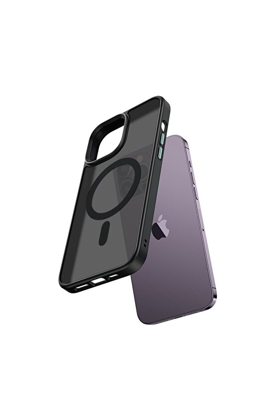 Iphone 14 Pro Max Uyumlu Mat Siyah Magsafe Kılıf Pc-3103