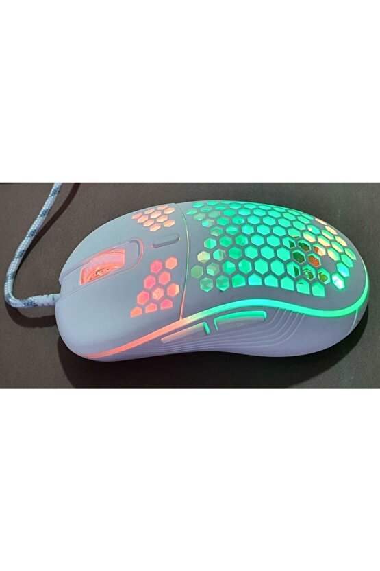 Rgb Led Işıklı Oyuncu Mouse Gaming 800-2400 Dpi 0 Oyun Mouse Mat Siyah