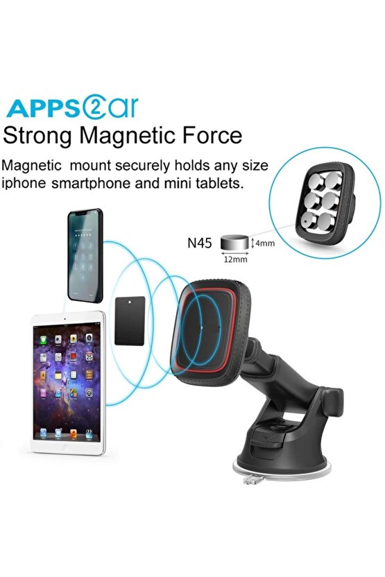 Teleskobik Uzayabilen Araç Içi Akrobat Mıknatıslı Telefon Tutucu Magnetic Car Phone Holder Vantuzlu