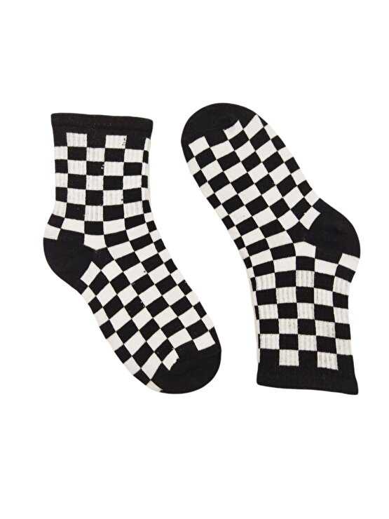4lü Unisex Renkli Damalı Çorap
