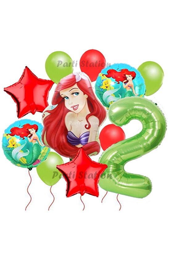 Disney Prensesi Deniz Kızı Prenses Ariel Konsept 2 Yaş Doğum Günü Balon Set Aquaman Ariel Balon Set