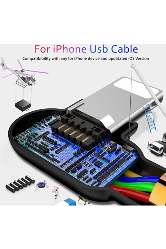 CA-4673 Apple iPhone Data ve Şarj Kablosu 1.8 metre Siyah