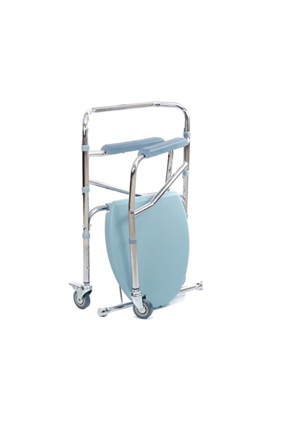 Tekerlekli Sandalye Hasta Tuvalet Sandalyesi Uzun Kovalı Komot Sandalye